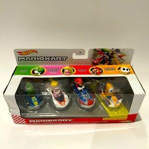 Hot Wheels Mario Kart Die-Cast Characters In 4 Car Vehicle Playset